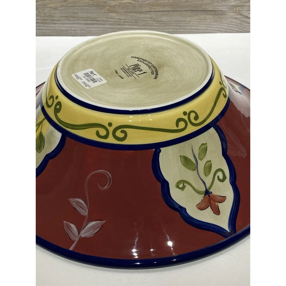 PIER 1 Vallarta Large Pasta Serving Bowl 14.25” Hand Painted Boho Mexican Floral